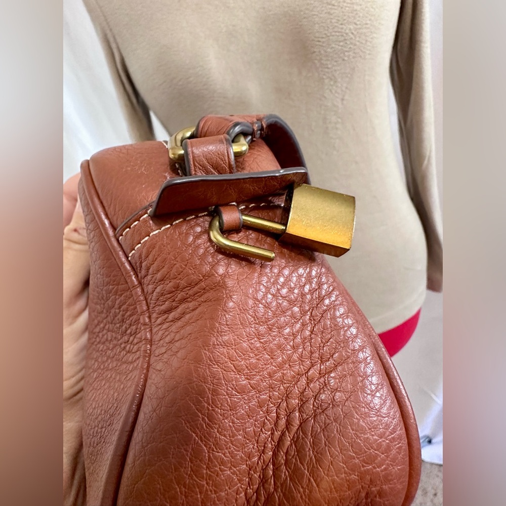 J. Crew ‘Signet’ Leather Crossbody Purse in Saddle Lock & Key - Picture 8 of 16